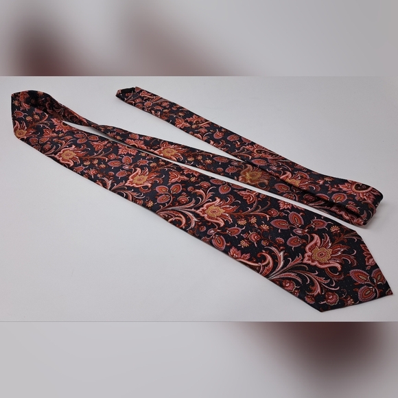 Canali Men's Tie Neck Tie Red Paisley Floral  Seta Silk Italy 60" - Picture 3 of 8